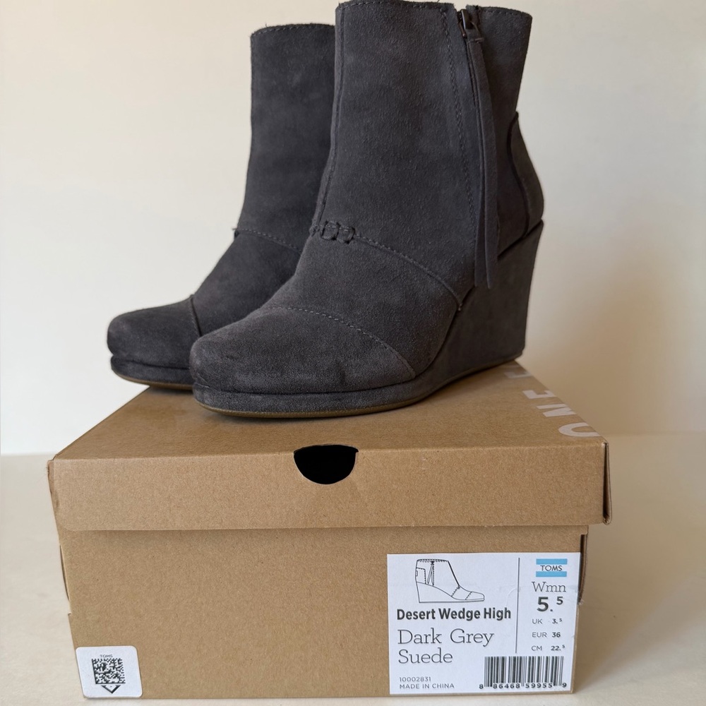 TOMS ‘Desert' Wedge High Bootie - Dark Gray - 5.5 M